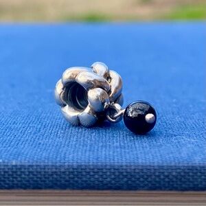 Pandora 925 Sterling Silver & Black Onyx Braid Dangle Drop Threaded Bead Charm